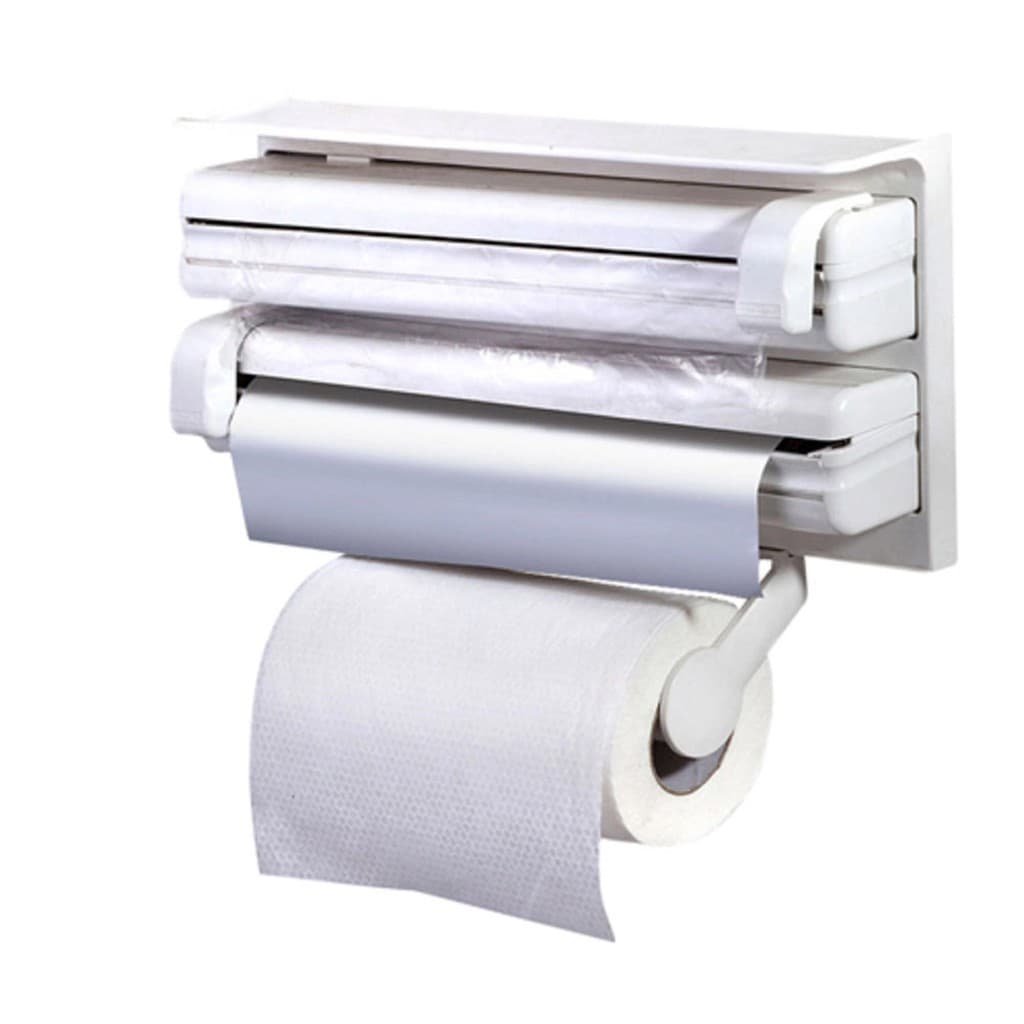 Suporte De Papel Toalha Aluminio Filme 3 em 1 Prático Organização Cozinha