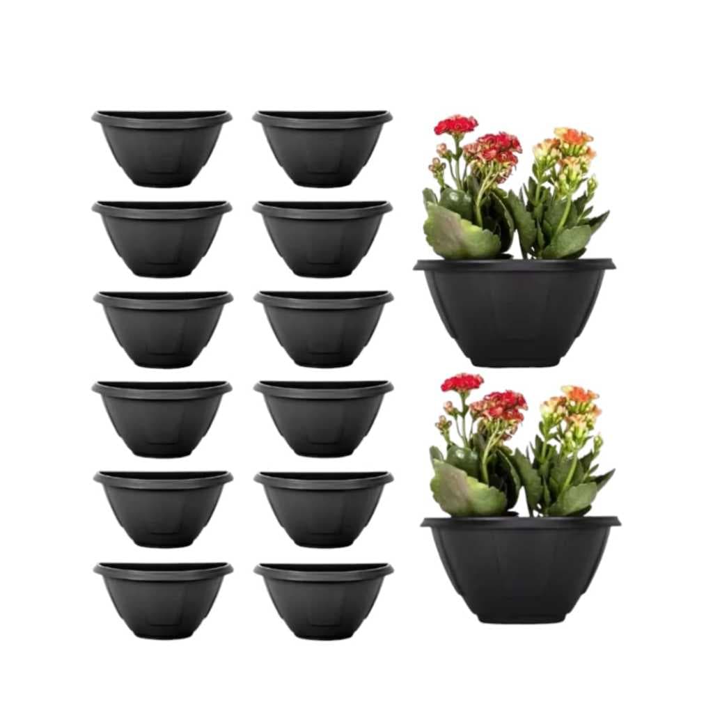 Kit 10 Peças Mini Vasinhos Vaso Meia Lua De Parede Pequeno Para Plantas Artificial  Preto