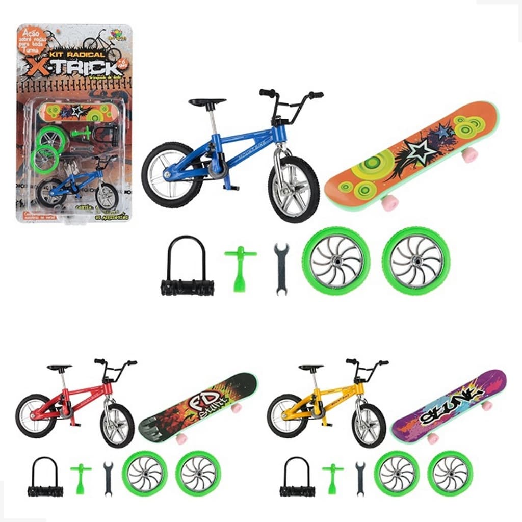 Kit Com Bicicleta Dedo Mini Skate De Dedo/De Plástico