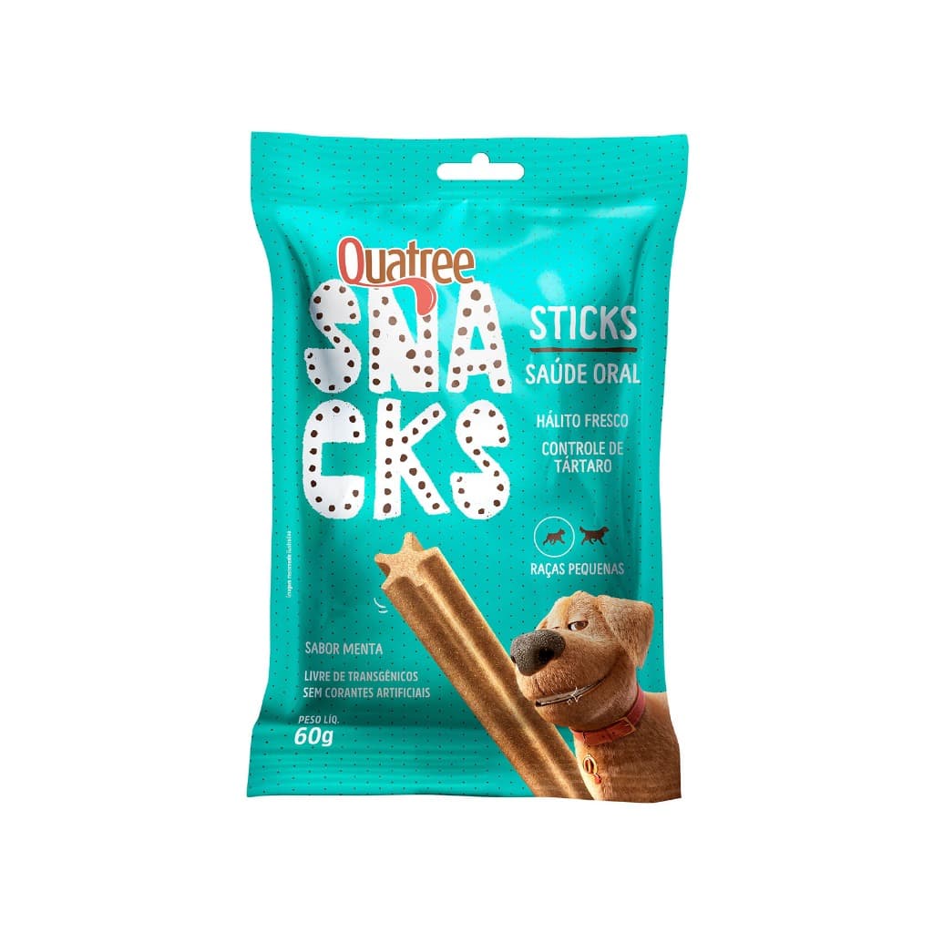 Petisco Quatree Sticks Raças Pequenas Controle de Tártaro e Mau Hálito 60Gr