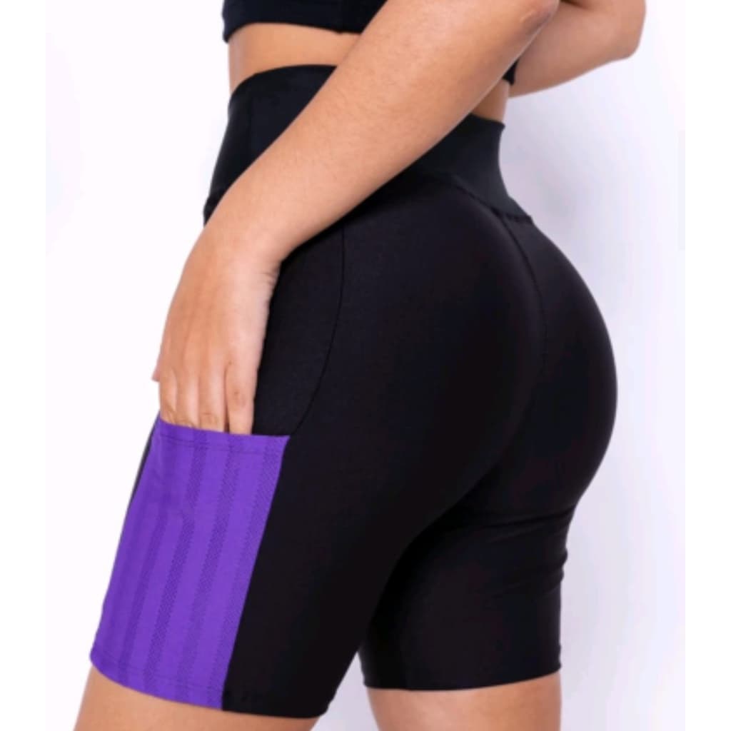Short Legging Academia Fitness Cintura Alta  Academia Com Bolso