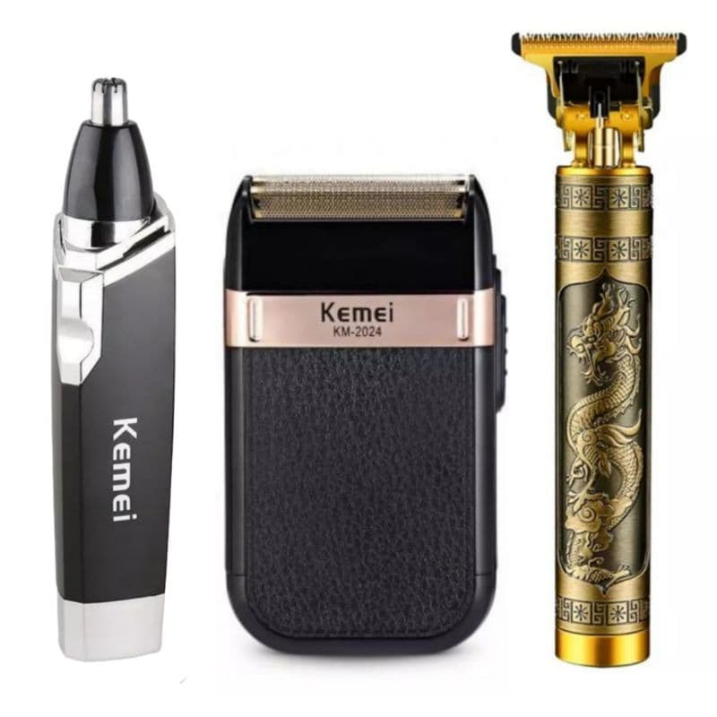 Kit Máquina De Acabamento Detalhe Barba Finalização Pelos Corpo Nariz E Orelha
