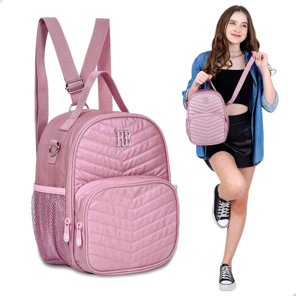 Lancheira Rebecca Bonbon Oficial 2 em 1 Mochilinha Menina Juvenil Academia Escola