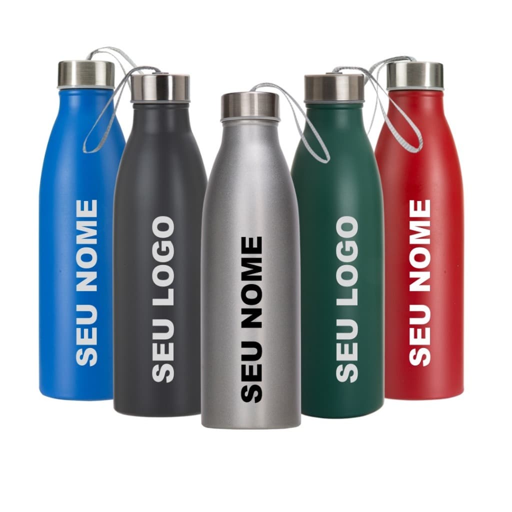 60 Garrafa Inox de 750ML Personalizada Com Logo - Nome - Frase - Time