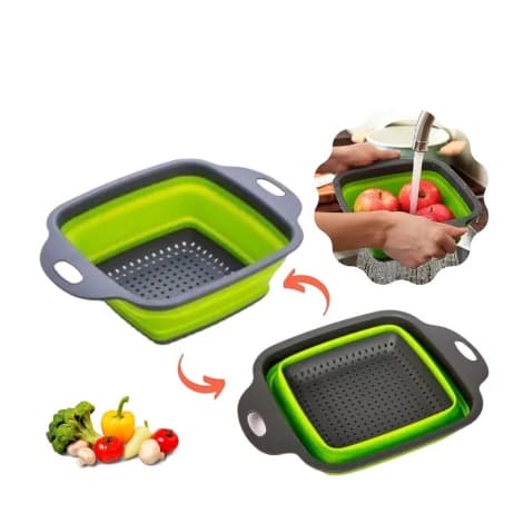 Escorredor de Silicone Retrátil Multiuso Macarrão Frutas Alimentos