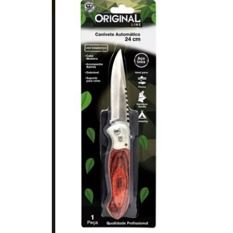 Canivete Automático 17 Cm Faca Esportiva Pesca Camping
