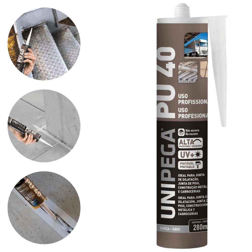 Selante Poliuretano PU40 para Construção Branco/Cinza/Preto 280ml - UNIPEGA