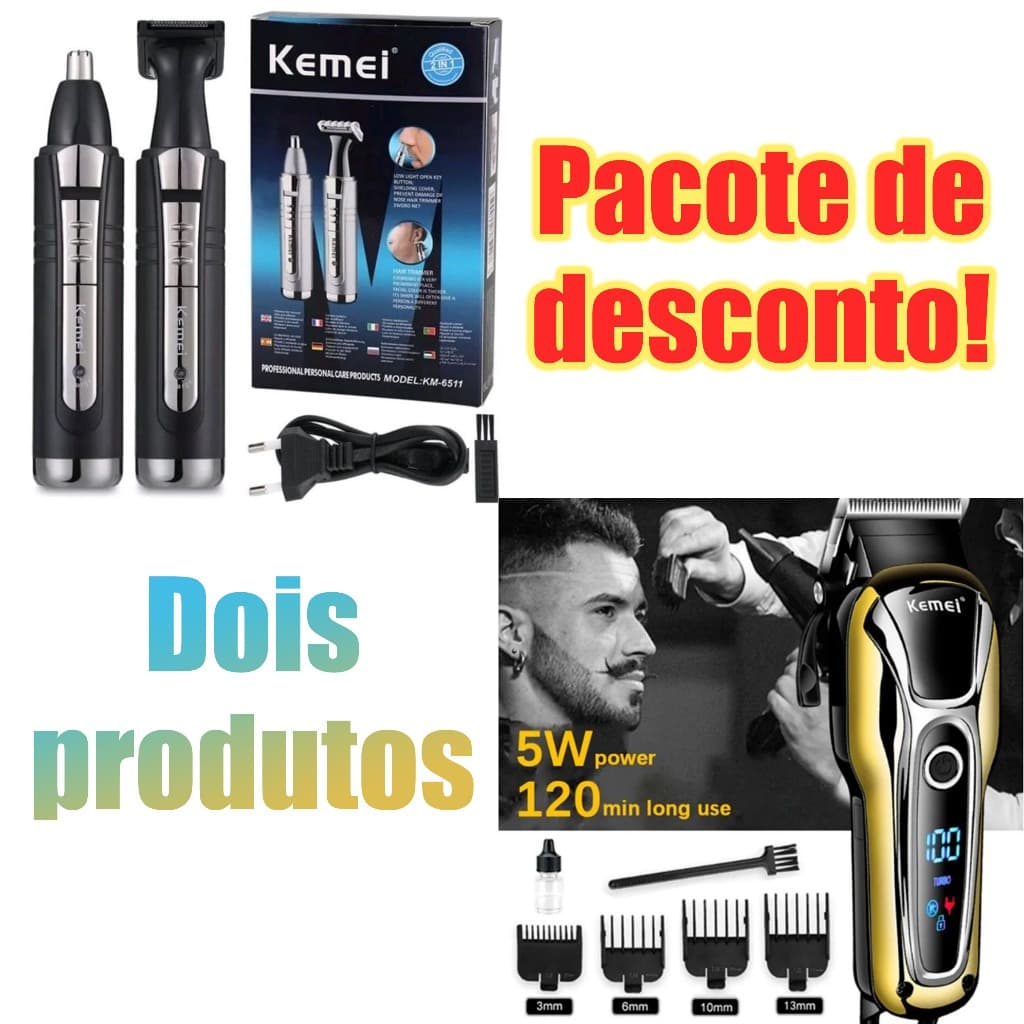 Desconto Pacote-máquina de remoção de pêlos do nariz corte de cabelo profissional carregamento sem fio  cabeleireiro
