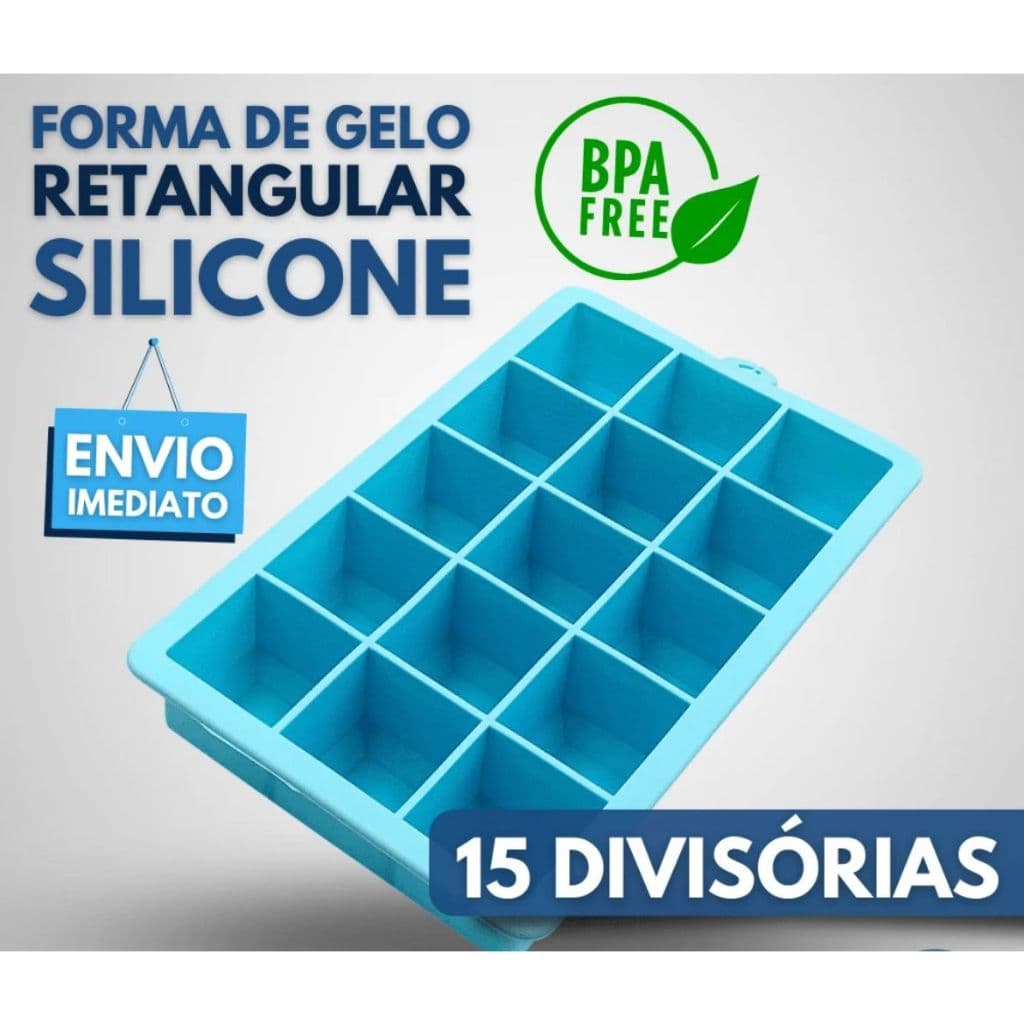 Forma de Gelo de Silicone 15 Divisórias Retangular Silicone Cubos Livre BPA Cubos Cores Sortidas
