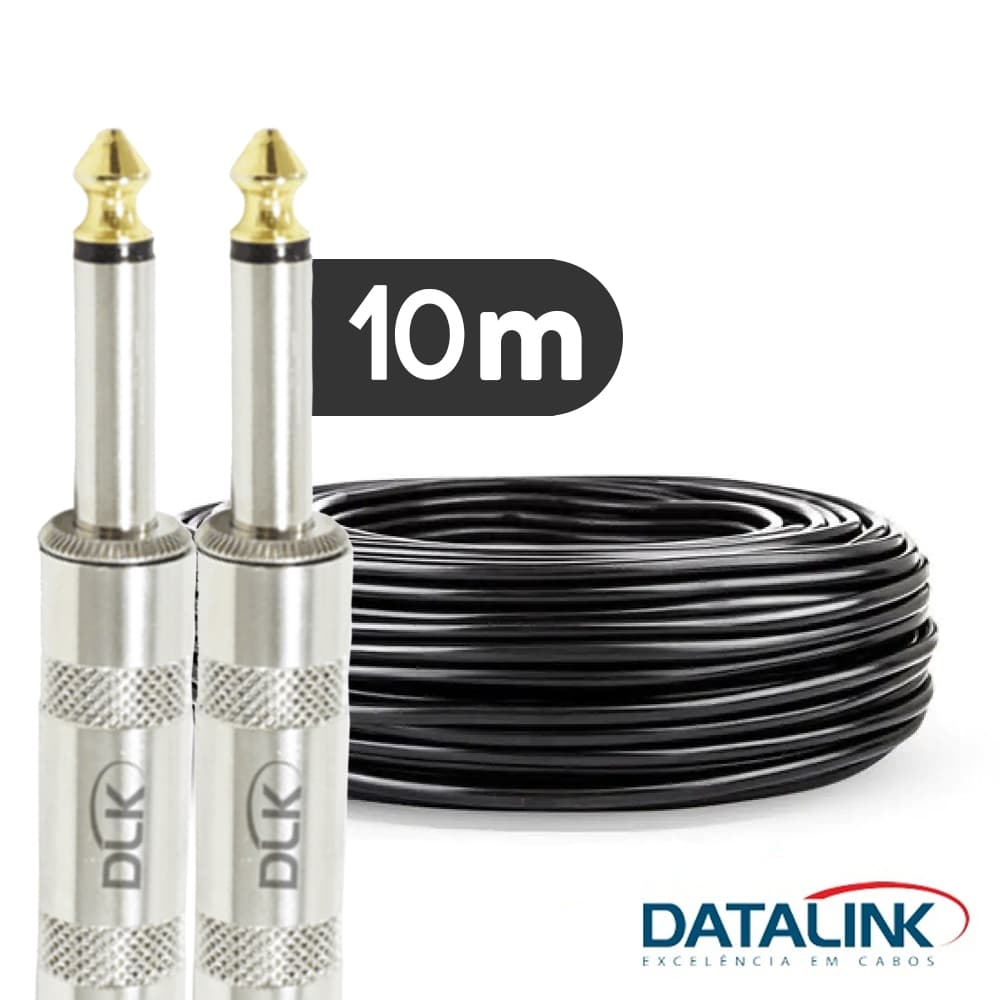 10 Metros Cabo P10 x P10 Mono Profissional - Cabo Datalink 10M Balanceado Montado