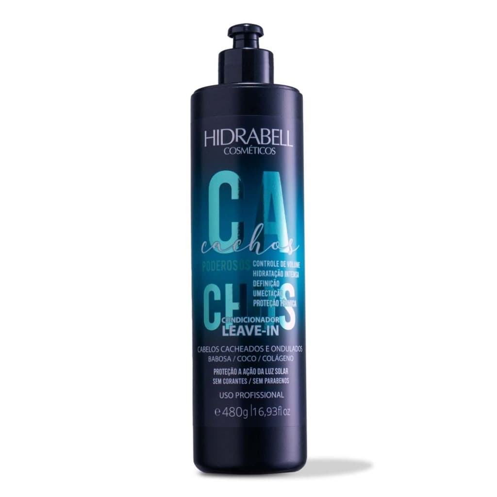 Leave-in Creme de Pentear Cachos Poderosos, Protetor térmico Umectação AntiFrizz 480g Hidrabell