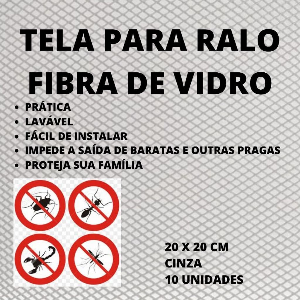 Tela Para Ralo 20x20 Cm Fibra De Vidro 10 Unidades