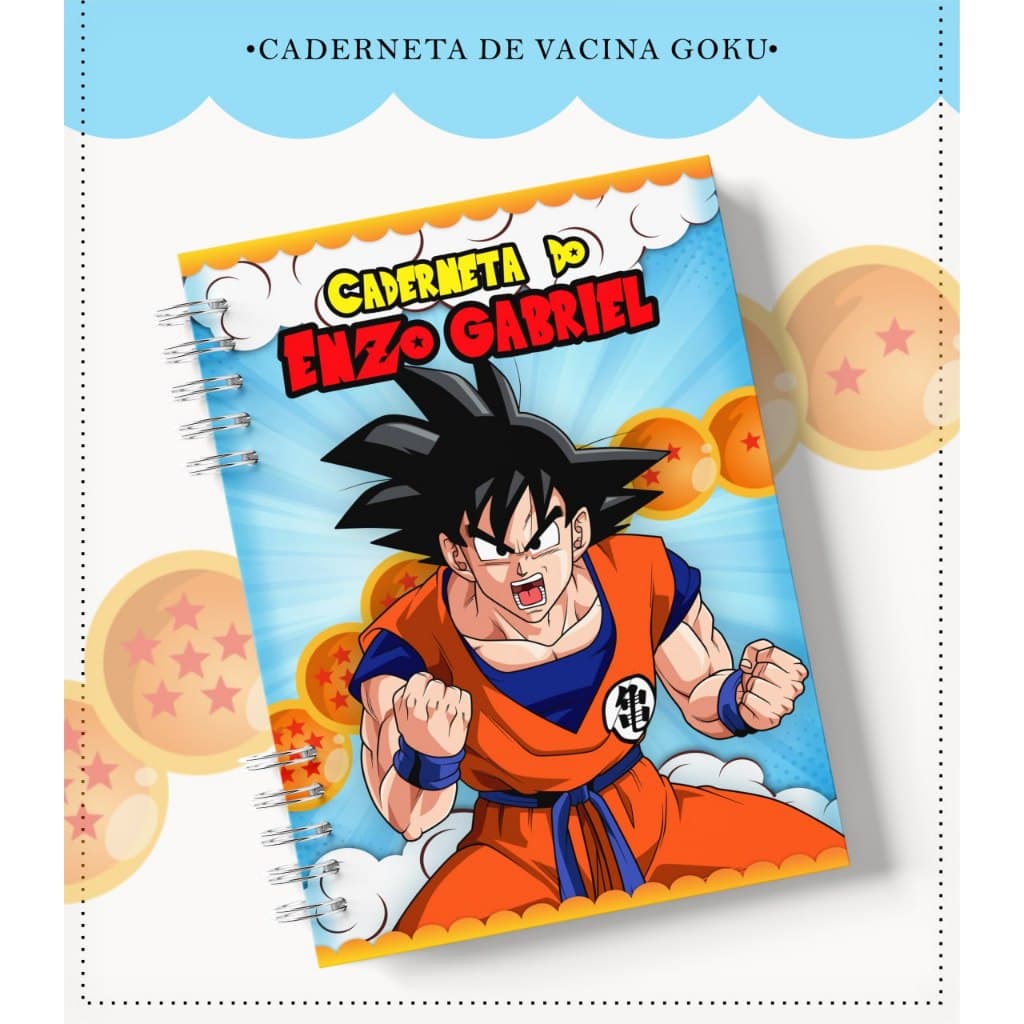 Caderneta de Vacina Goku dragon ball Personalizada C/ Nome - Capa dura