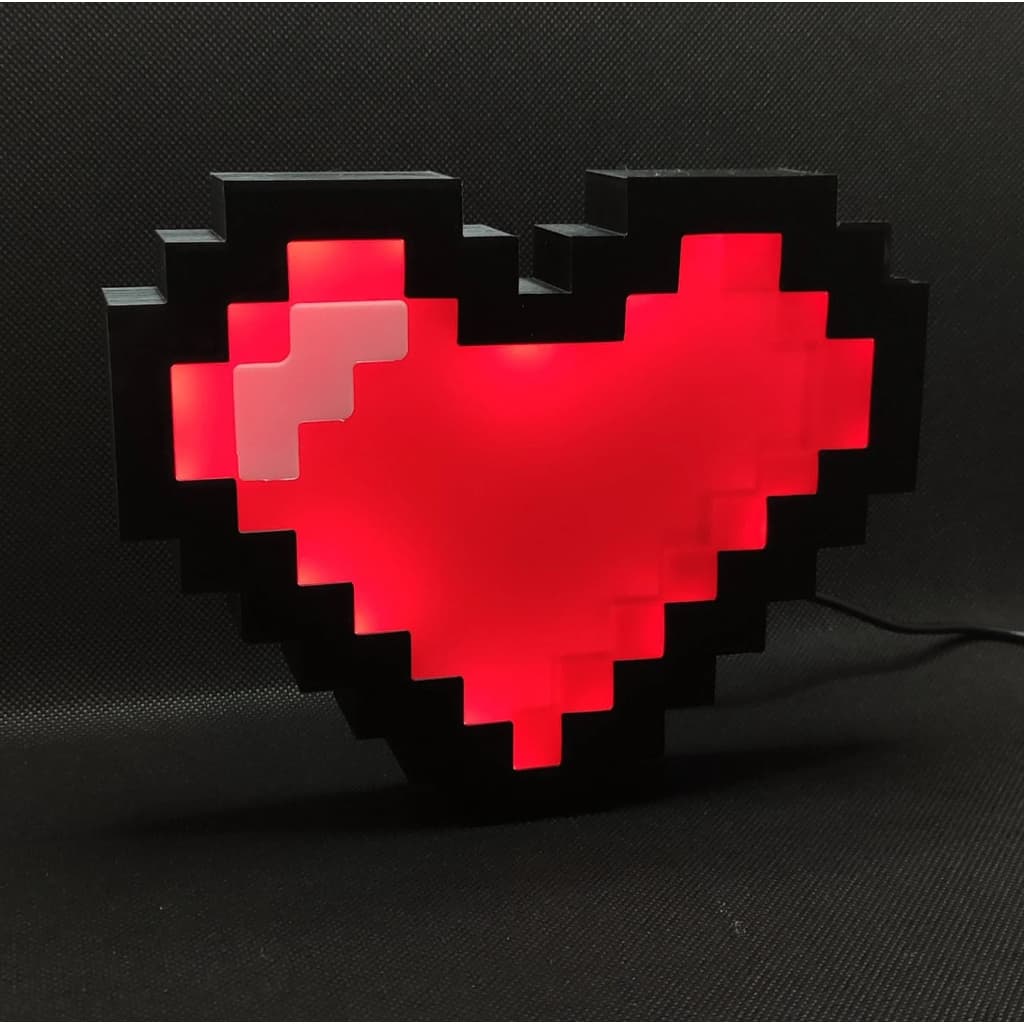 Coração Píxel Decoração de Mesa Gamer - LED