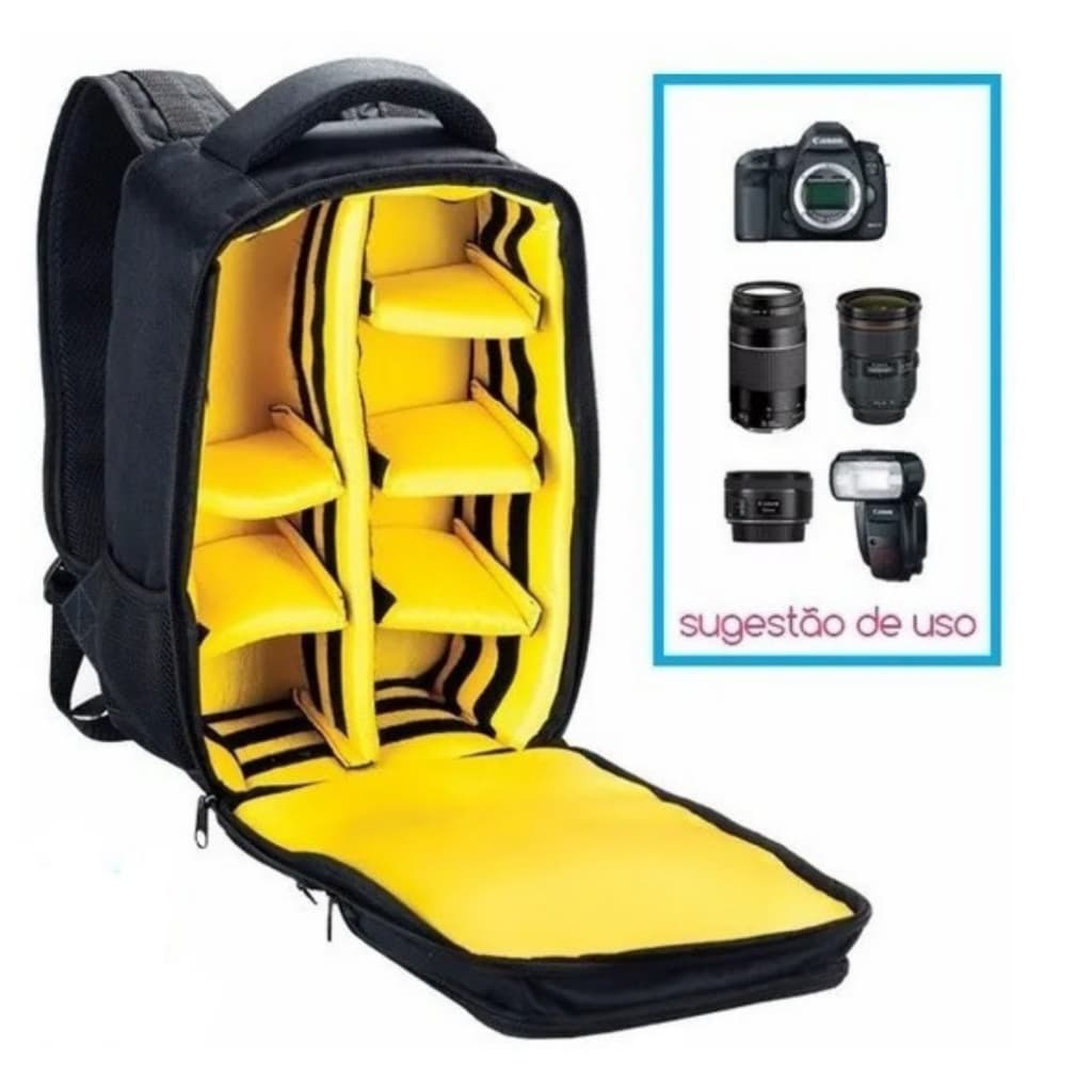 Mochila Fotografica Fuzy Para Câmera E Acessórios Pronta Entrega