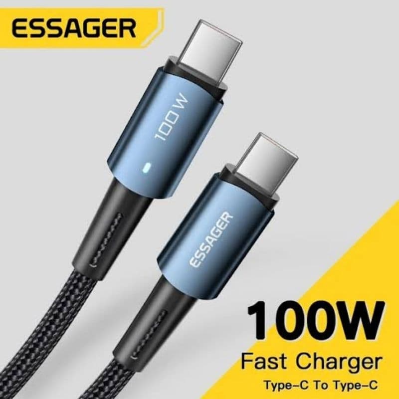 Essager Cabo Tipo-C 100W – Turbo Power, Malha Reforçada e Alta Velocidade