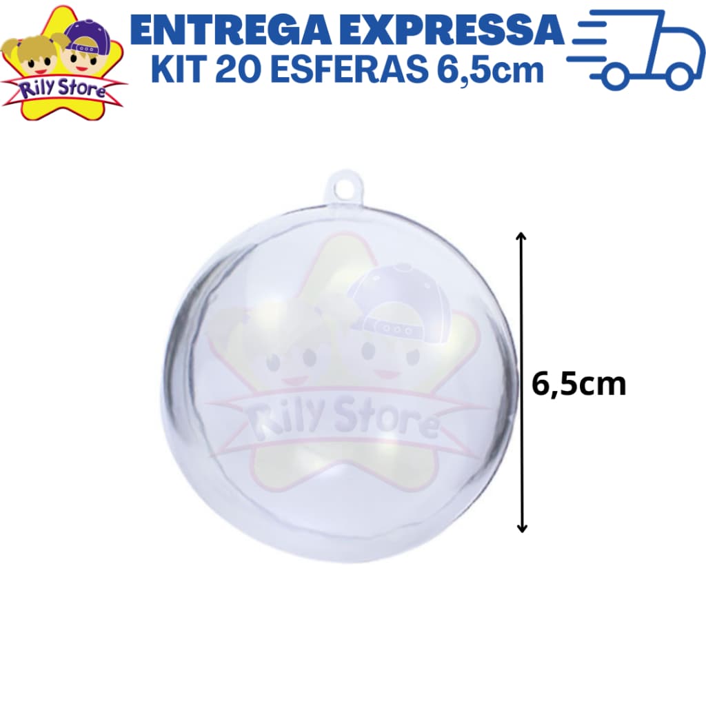Kit com 20 Esferas de Acrílico Ø6,5cm Para Decoração de Festas - Natal - Lembrancinhas