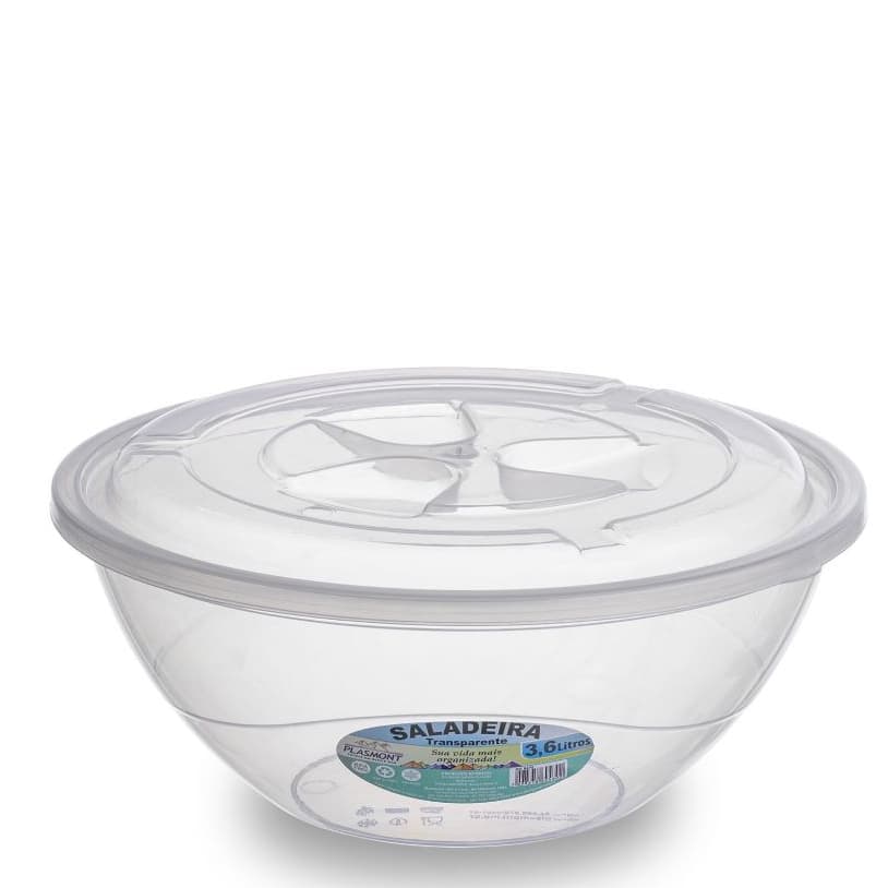 Saladeira Tigela Bowl 3,6 Litros Transparente Cozinha