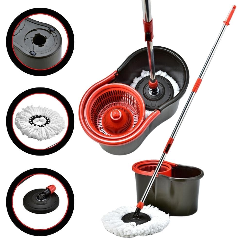 Mop Giratório Balde Cesto Limpeza Esfregão 360 Regulável Balde C/ Rodinha E Alça Rodo Limpeza Geral Multiuso Powermaid