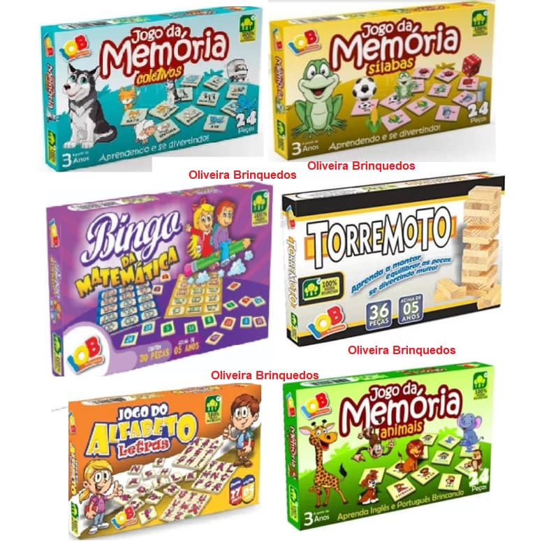Jogo da Memória Rimas, Silabas, Bingo, Coletivos Torremoto Animais Ingles e Portugues Quebra Cabeca Quebra Cabeça