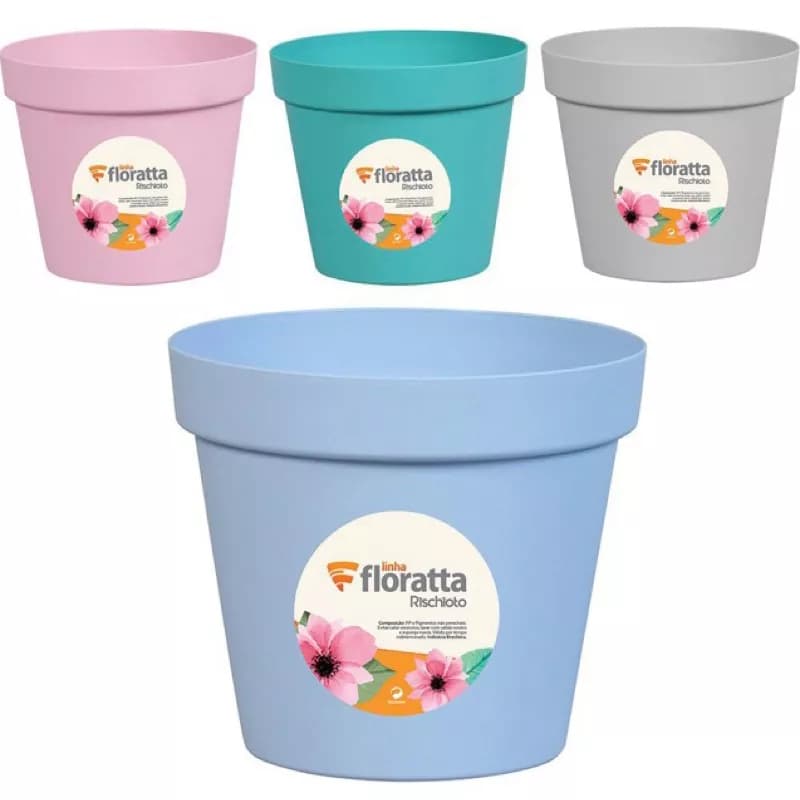 Kit 2 Vaso de Planta Floratta Redondo Nr 19 Rischioto 4 Litros Vasos para Plantas Jardim Decoração
