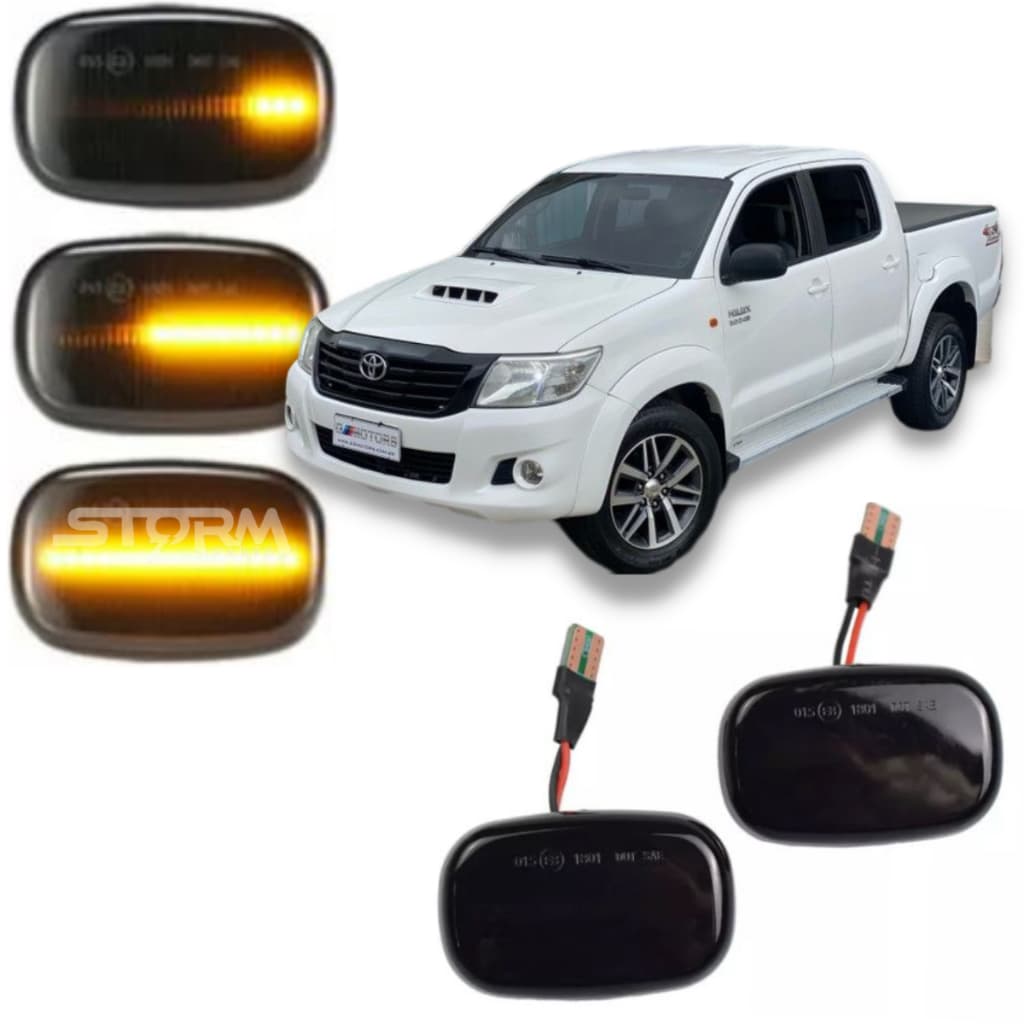 Par de Pisca Seta Sequencial Toyota Hilux SR SRV ano 2005 até 2015 Dinâmico para-lama led repetidor sinal sinaleira