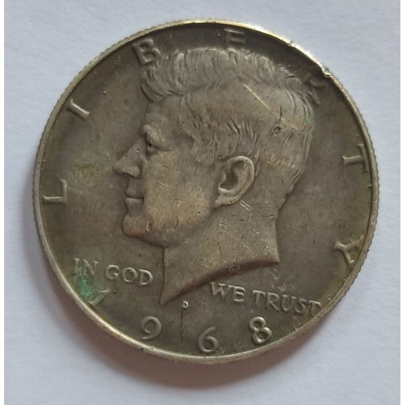 antiga moeda de prata half dolar kenedy 1968