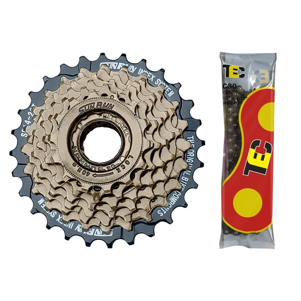 Roda Livre Catraca Index Rosca Mtb 7 Velocidades 14-28 + Corrente