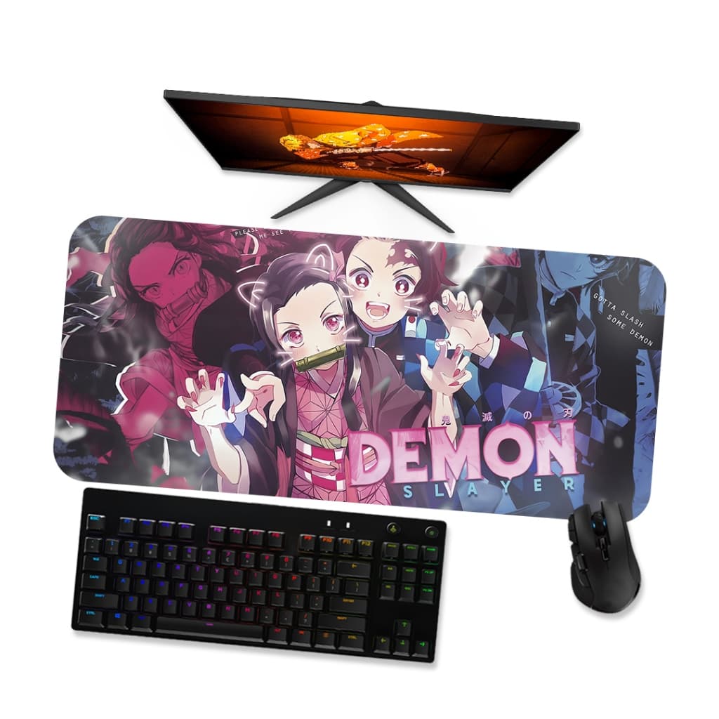 Mousepad Nezuko Tanjiro 1 Demon Slayer Anime Speed Costurado Mouse pad Gamer 90x40 70x30 80x40 60x40 45x40