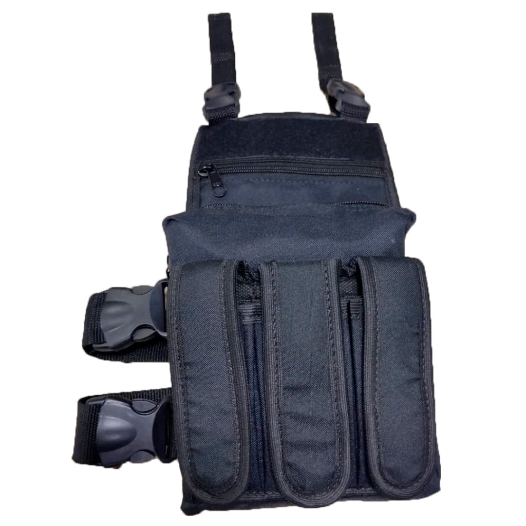 Bornal Pochete Preto com 3 bolsos frontal