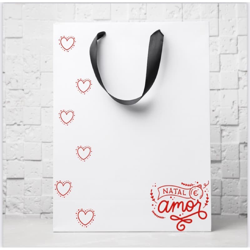 Kit Carimbos Natal É Amor Com Coração Decoração Natal Sacola Personalizada