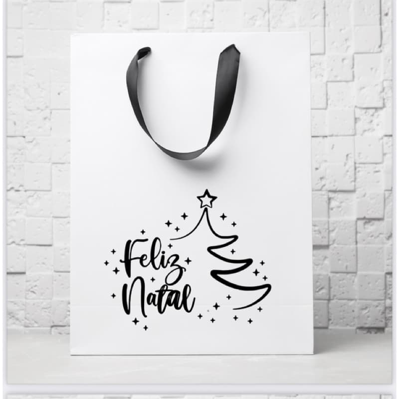 Carimbo Feliz Natal Com Árvore Embalagem Decoração Sacola de Natal