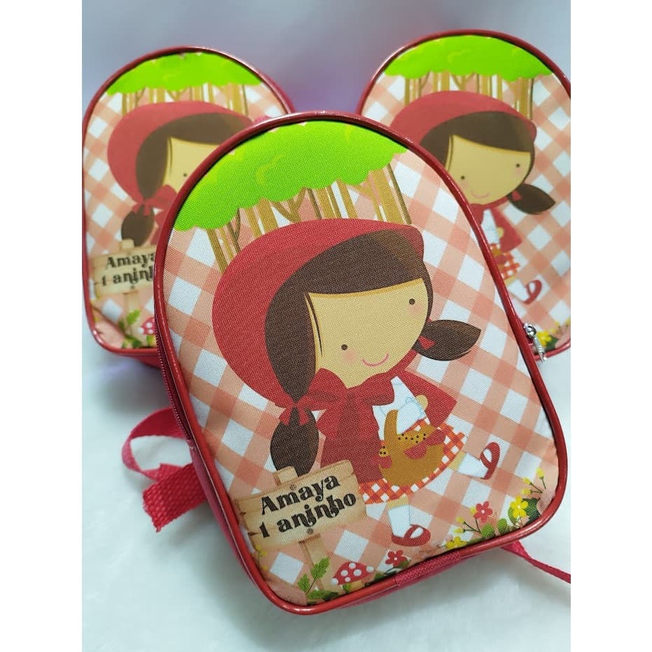 10 MOCHILINHAS , BOLSINHA ANIVERSÁRIO LEMBRANCINHA, CHAPÉUZINHO VERMELHO E O LOBO MAL
