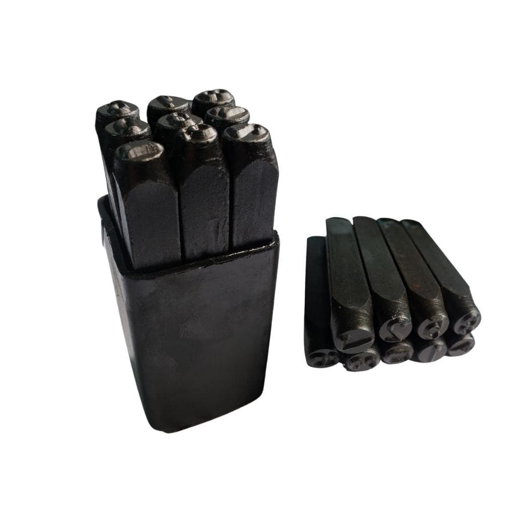 Kit Punção Marcador Algarismo Numérico 5mm Com 9 Peças Mecânica Retifica Serralheria