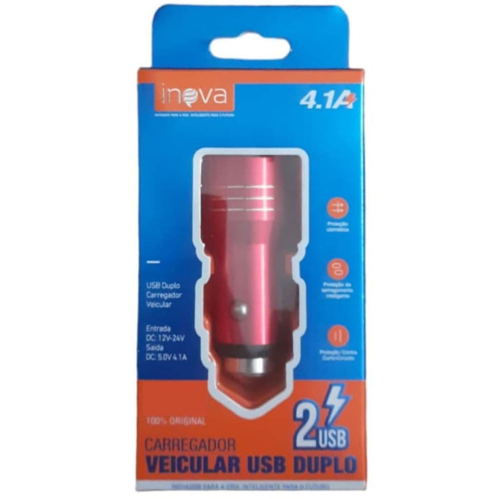 Carregador Veicular Duplo USB 4.1 para Automóvel Carregador de Carro Turbo