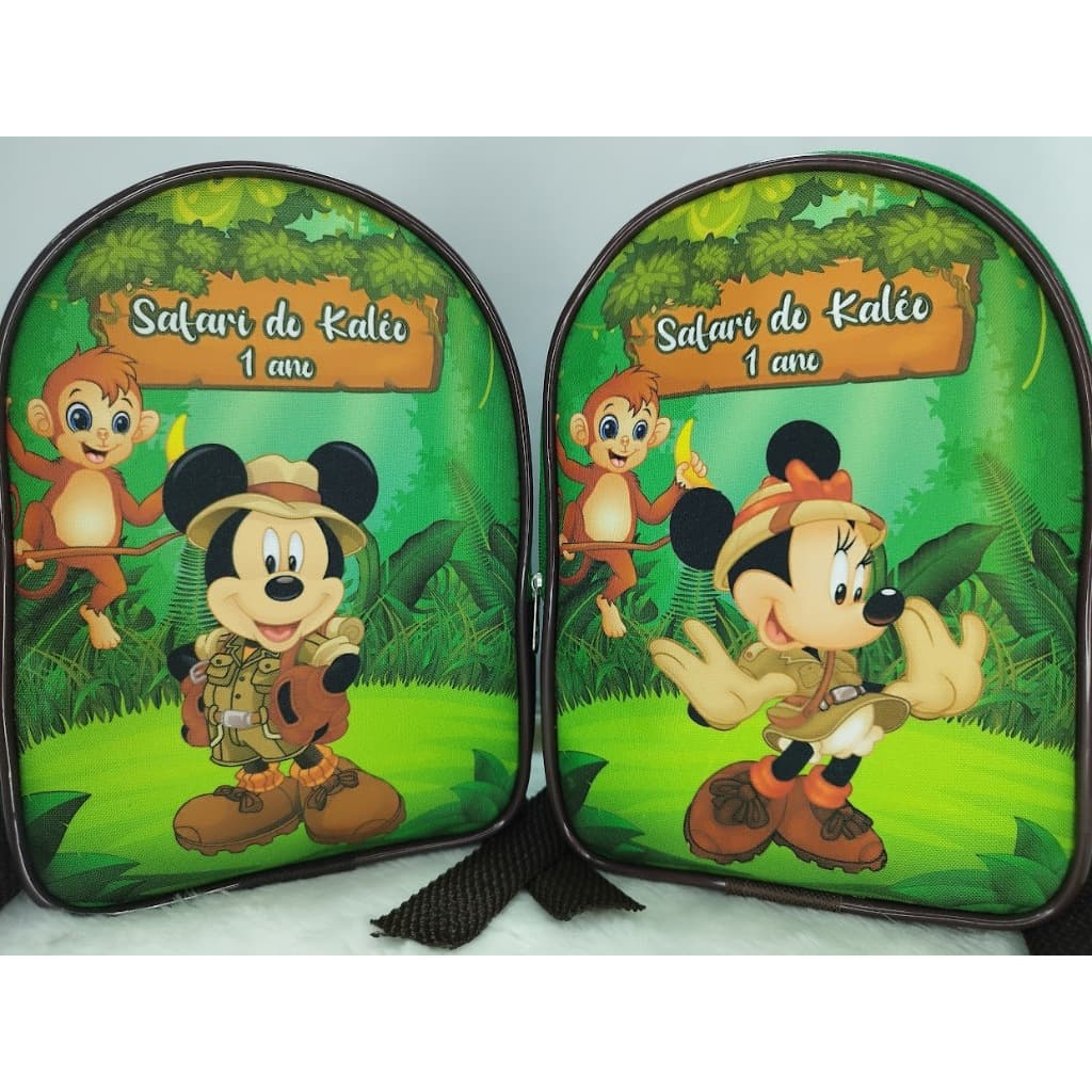 10 MOCHILINHAS PERSONALIZADAS, bolsinha personalizada lembrancinha,  mickey safari
