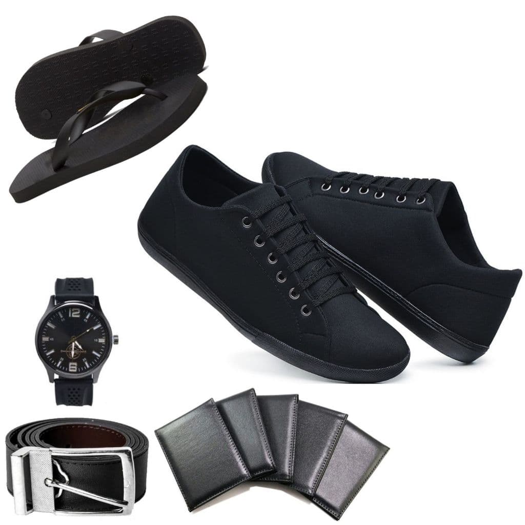 Kit Moda Masculina Sapatenis Casual com Chinelo Cinto Carteira e Relogio