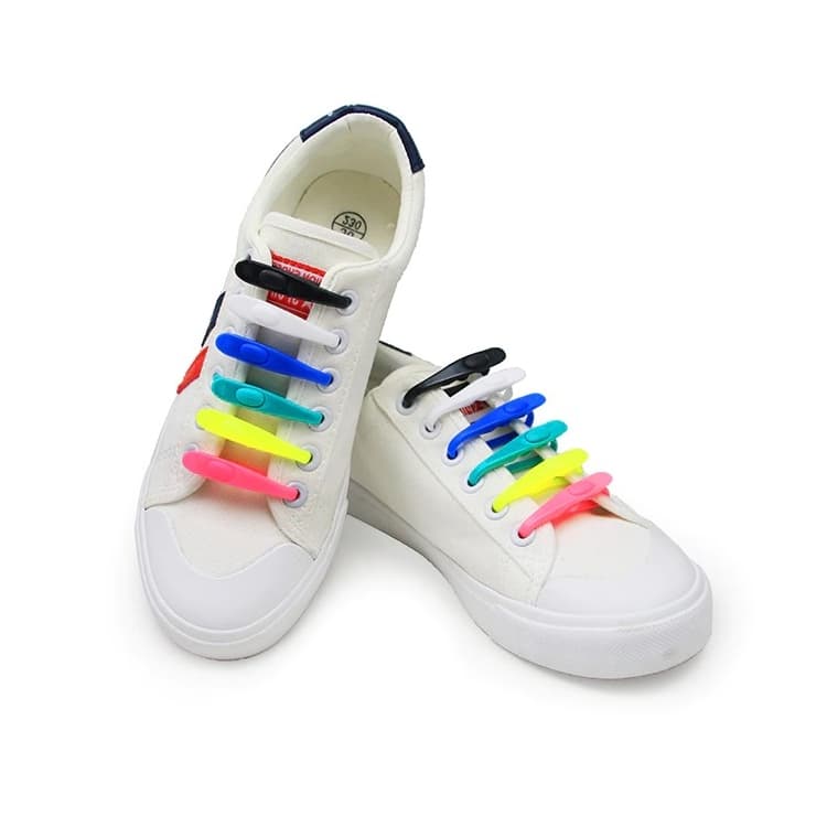 Cadarço de silicone elástico colorido tênis corrida adulto infantil - 14 unidades