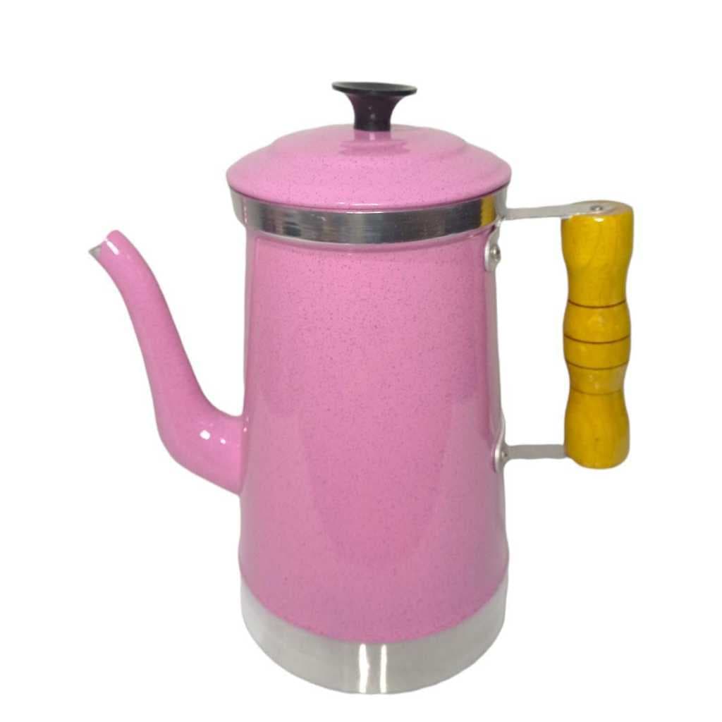 Bule de café chá leite 2 Litros com cabo de madeira nº10 Rosa
