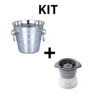 Kit 1 Balde de Gelo Térmico + 1 Forma para esferas de gelo