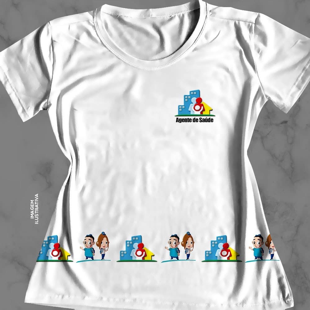 Camiseta Adulto Agente de Saúde, fem ou masc