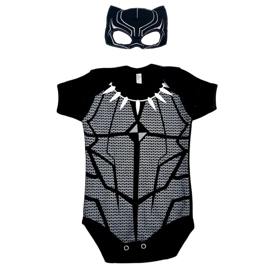 Body Bebe Pantera Negra Body + Mascara Fantasia de Mesversario
