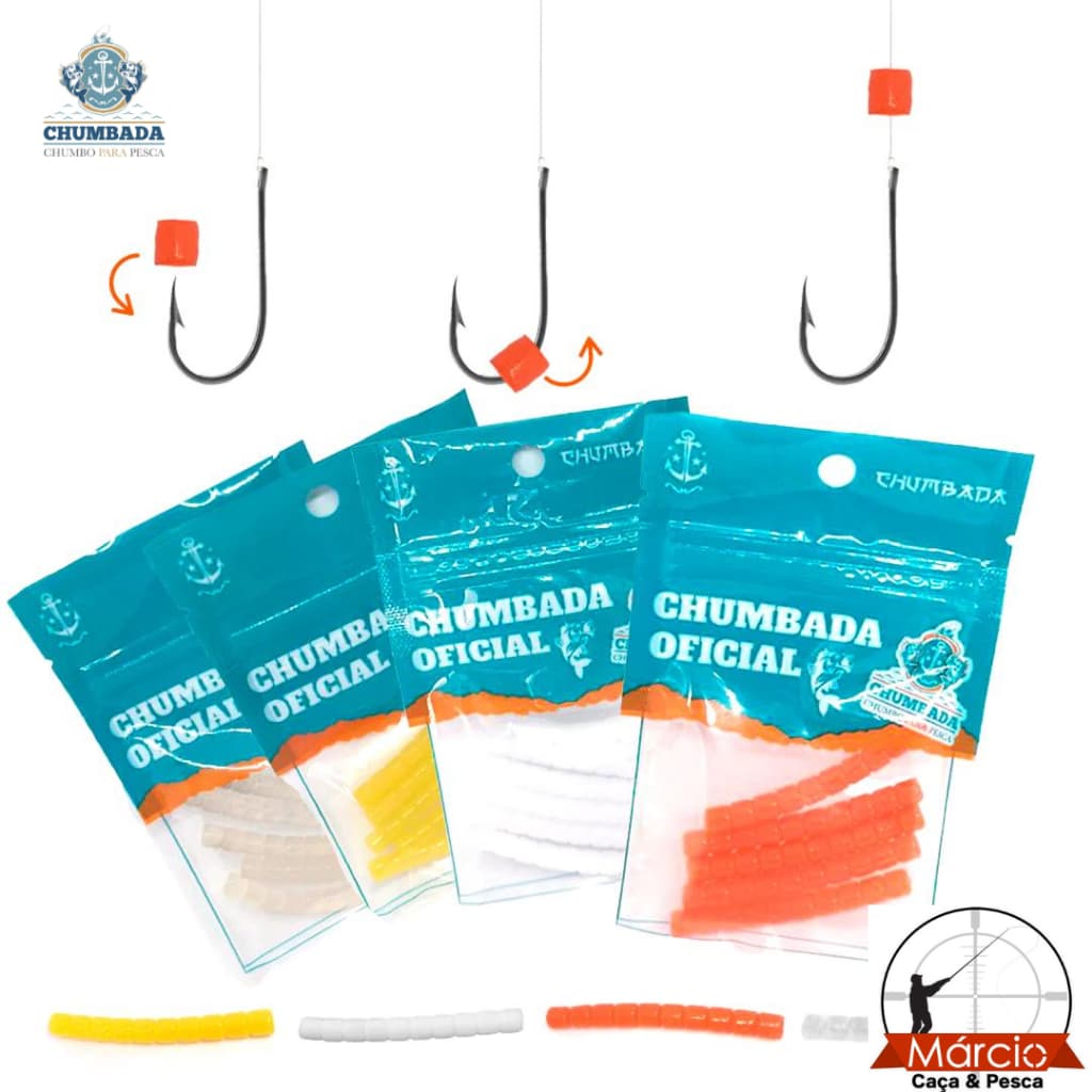 Kit Atrativo Comum para Pesca 5 mm - 5 Filetes com 10 Unidades Chumbada Oficial