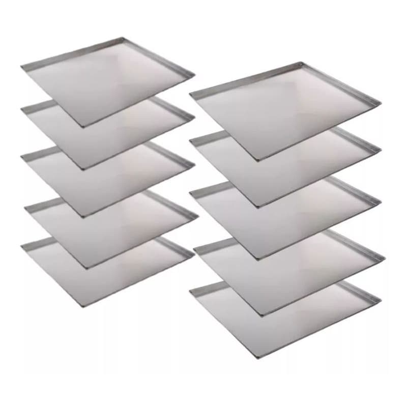 kit 10 forma assadeira pao doce lisa 58x70x3,5 em aluminio
