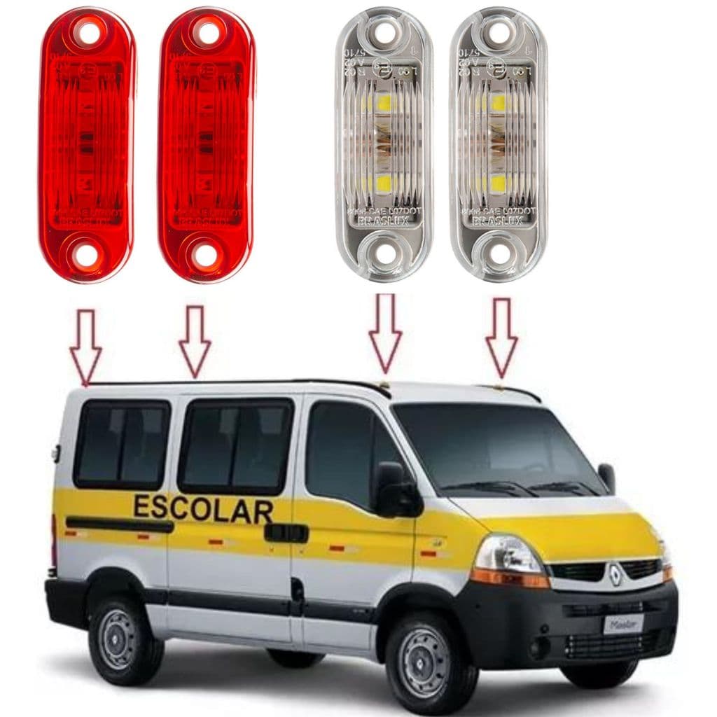 Lanterna Lateral Baú Caminhão Carreta Vigia Teto Van Escolar Sprinter Ducato Master Led Bivolt
