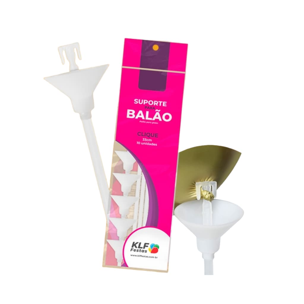 50 Vareta Bexiga Suporte Clique 33cm Balão Bubble Latex KLF