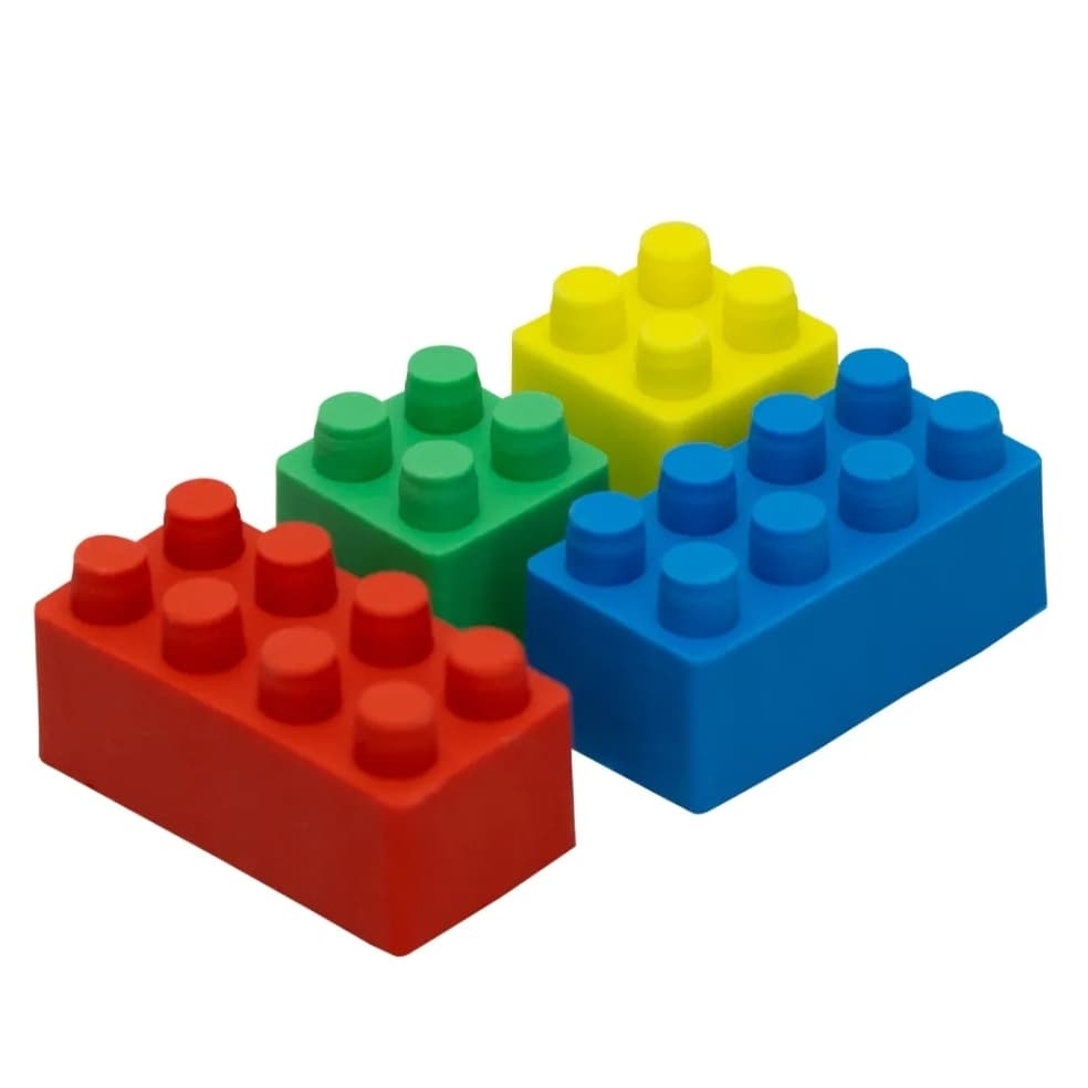 Borracha Escolar Blocos De Montar Lego Formas Encaixe 4 Unidades
