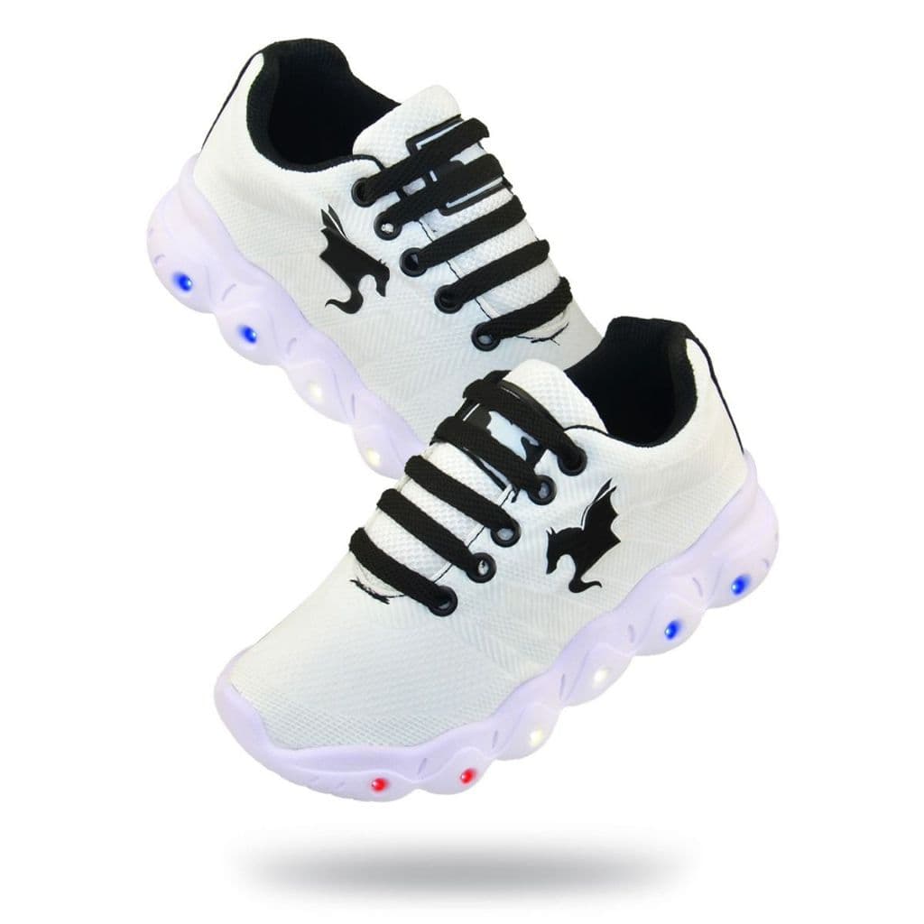 Tênis Casual De Led Infantil Masculino Branco Preto