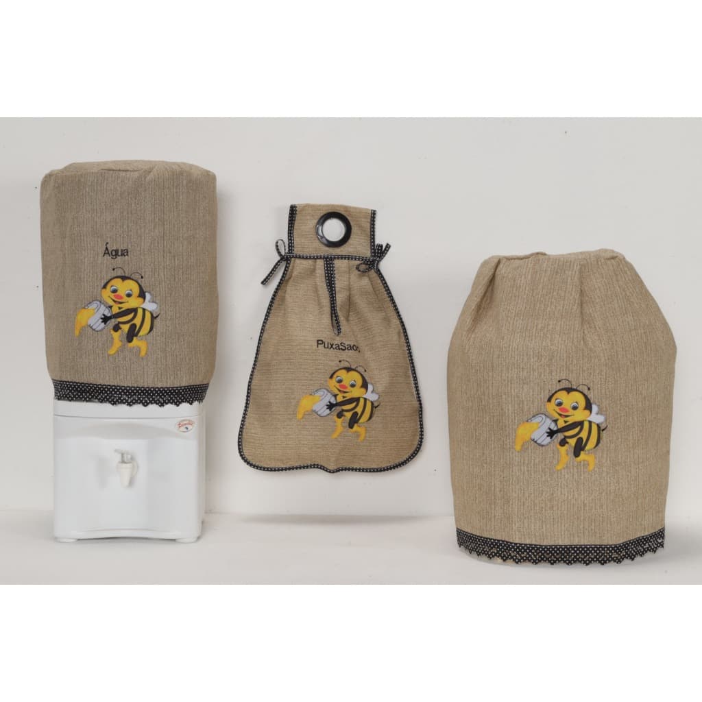 KIT 3 PEÇAS BORDADOS ÁGUA, BOTIJÃO E PUXA SACO