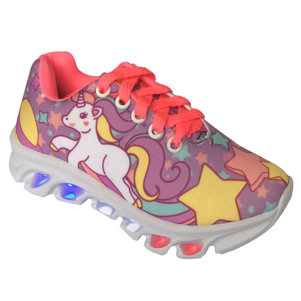 tenis infantil feminino unicornio com led